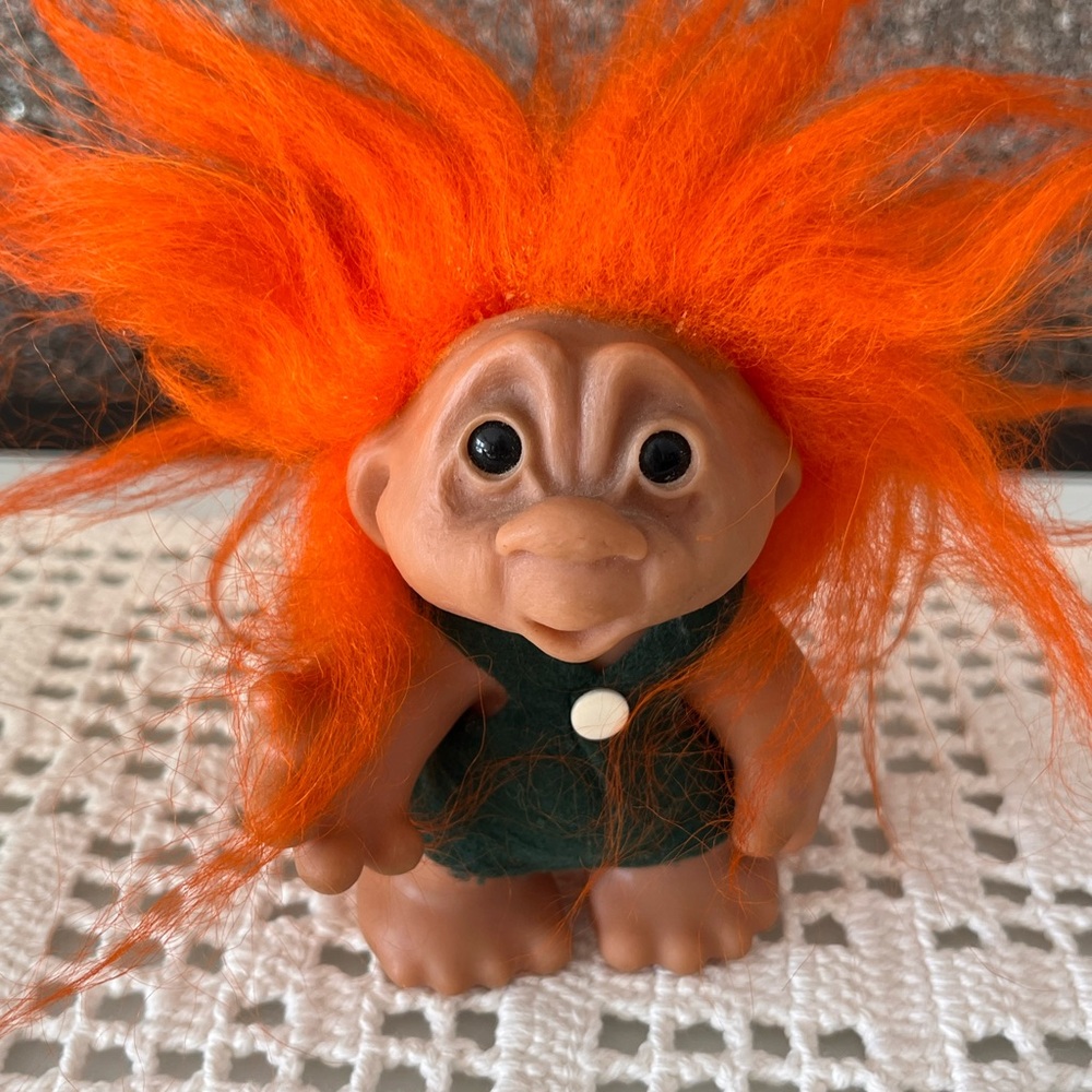 Vintage 1989 DAM troll Doll with Fiery Orange Hair